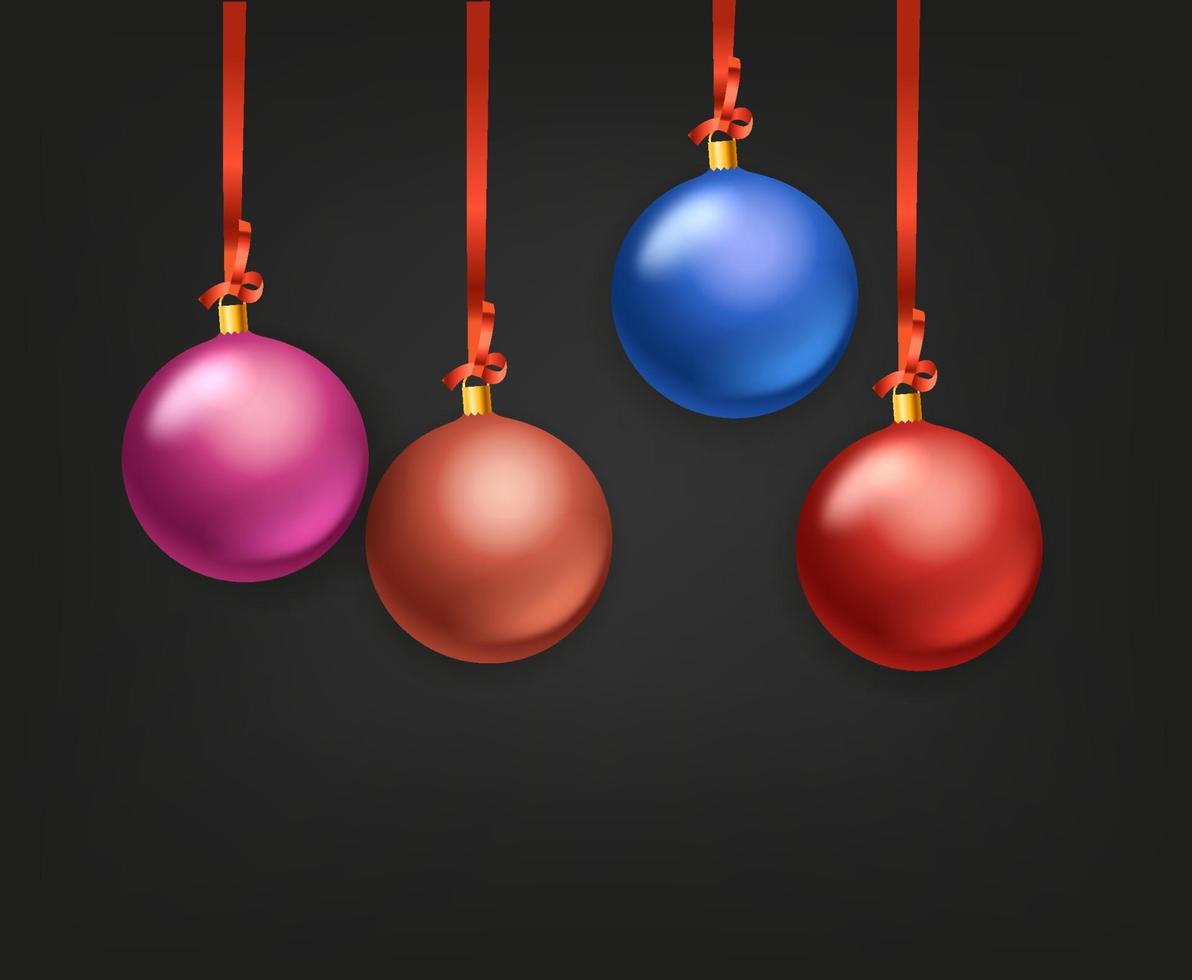 Ilustración de vector de adornos de color mate de Navidad.