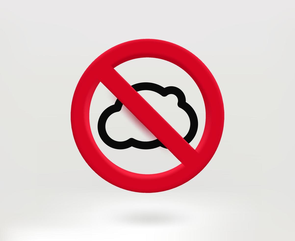 concepto prohibido con pictograma de nube. ilustración vectorial 3d vector