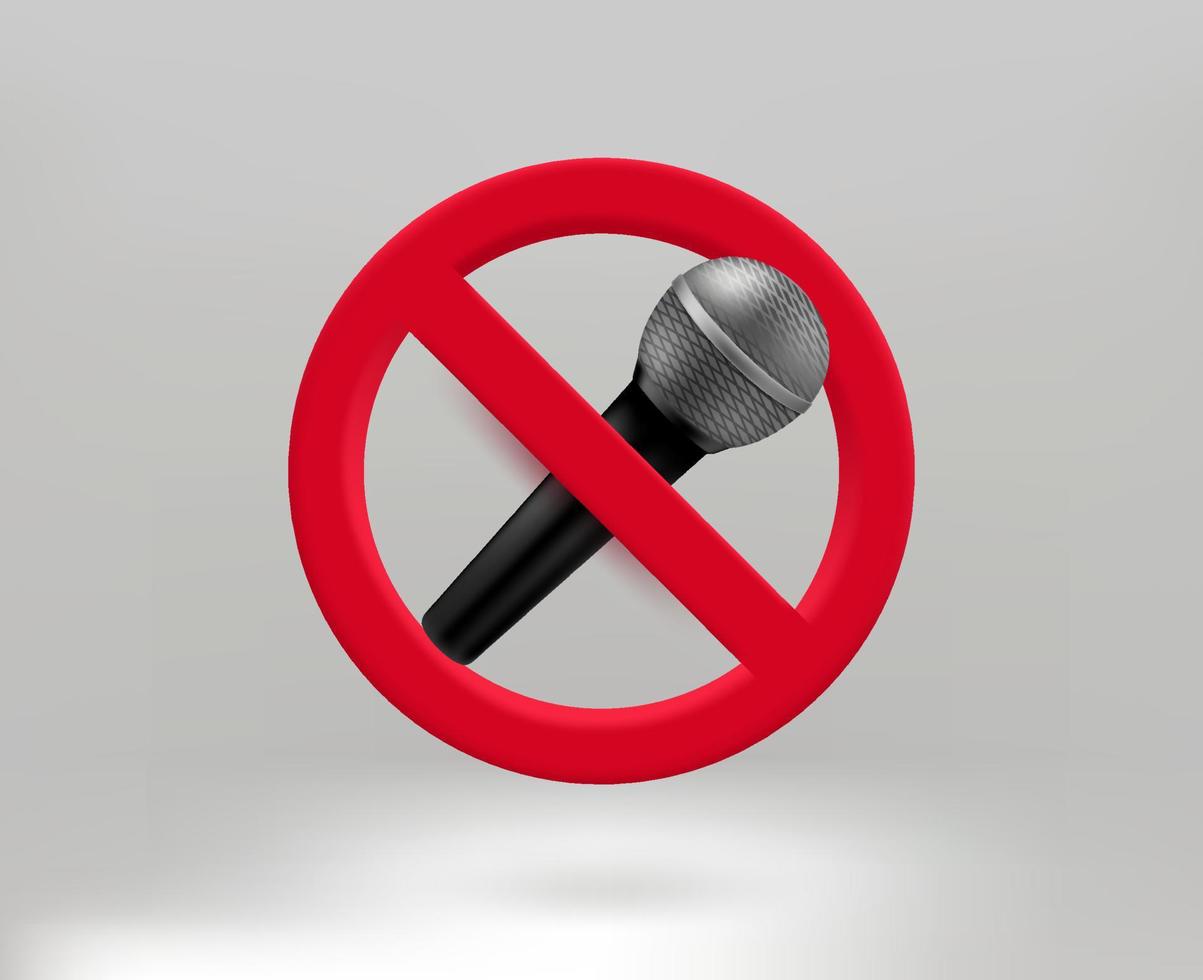 Do not speak concept with microphone icon. 3d vector illustration