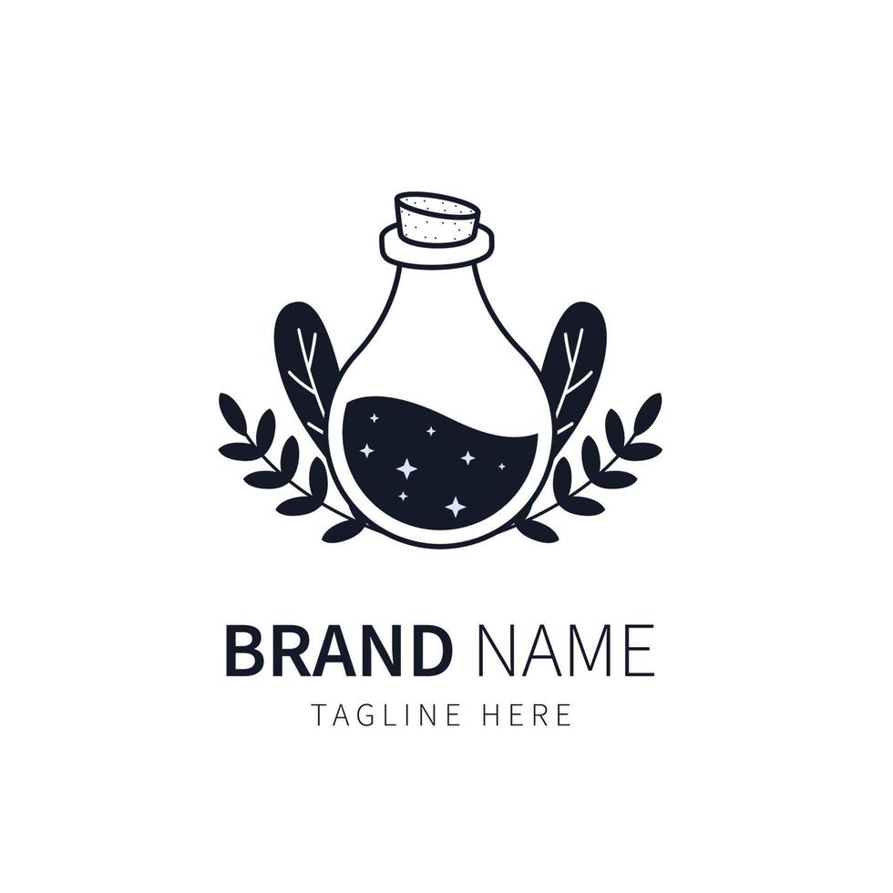 potion logo. herb and leaf illustration vector