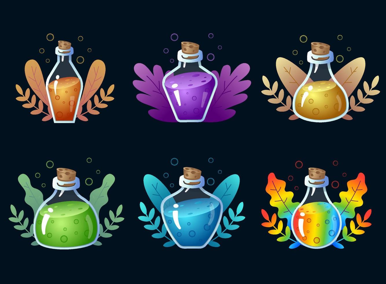 potion leaf badge emotes collection. can be used for twitch or youtube. set illustration vector