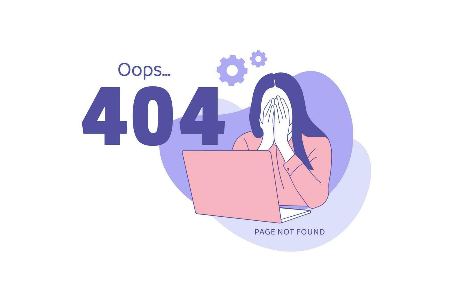 Illustrations negative expression angry business woman for Oops 404 error design concept landing page vector