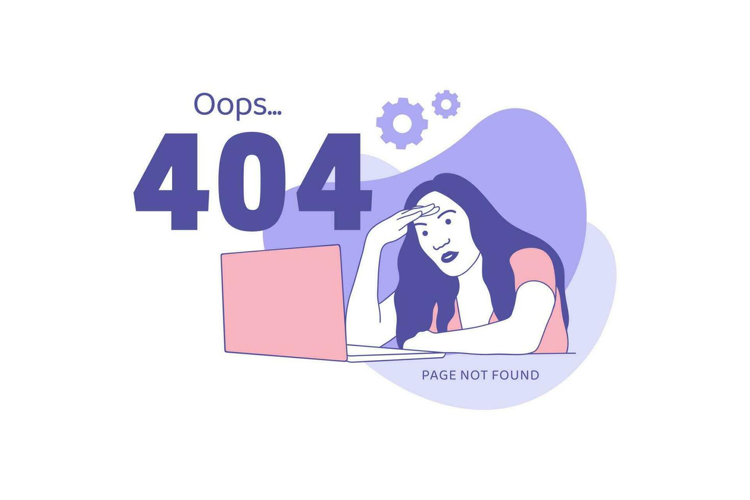 Illustrations negative expression angry business woman for Oops 404 error design concept landing page vector