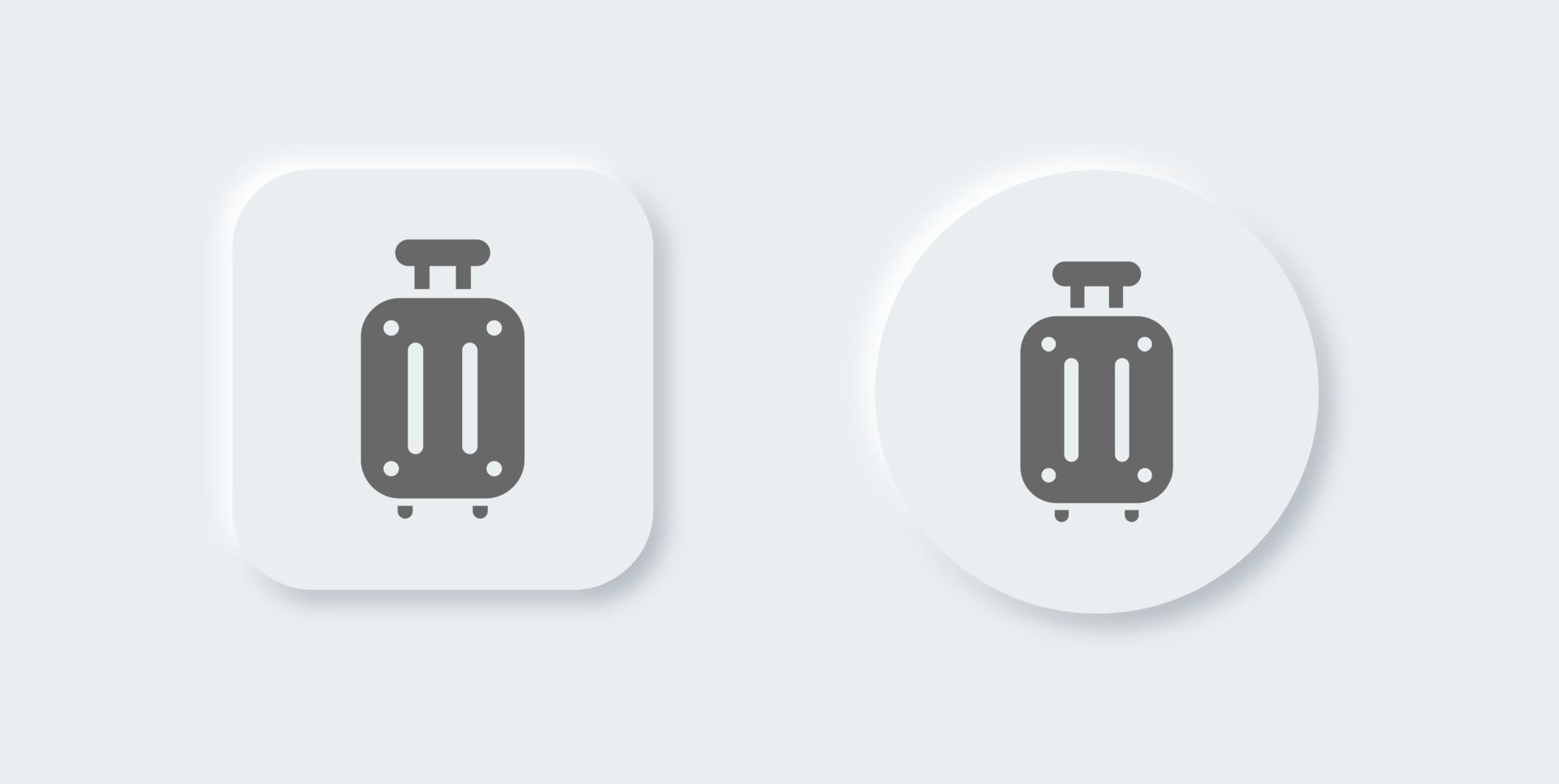 Suitcase line icon in neomorphic design style. Baggage bag signs vector illustration.