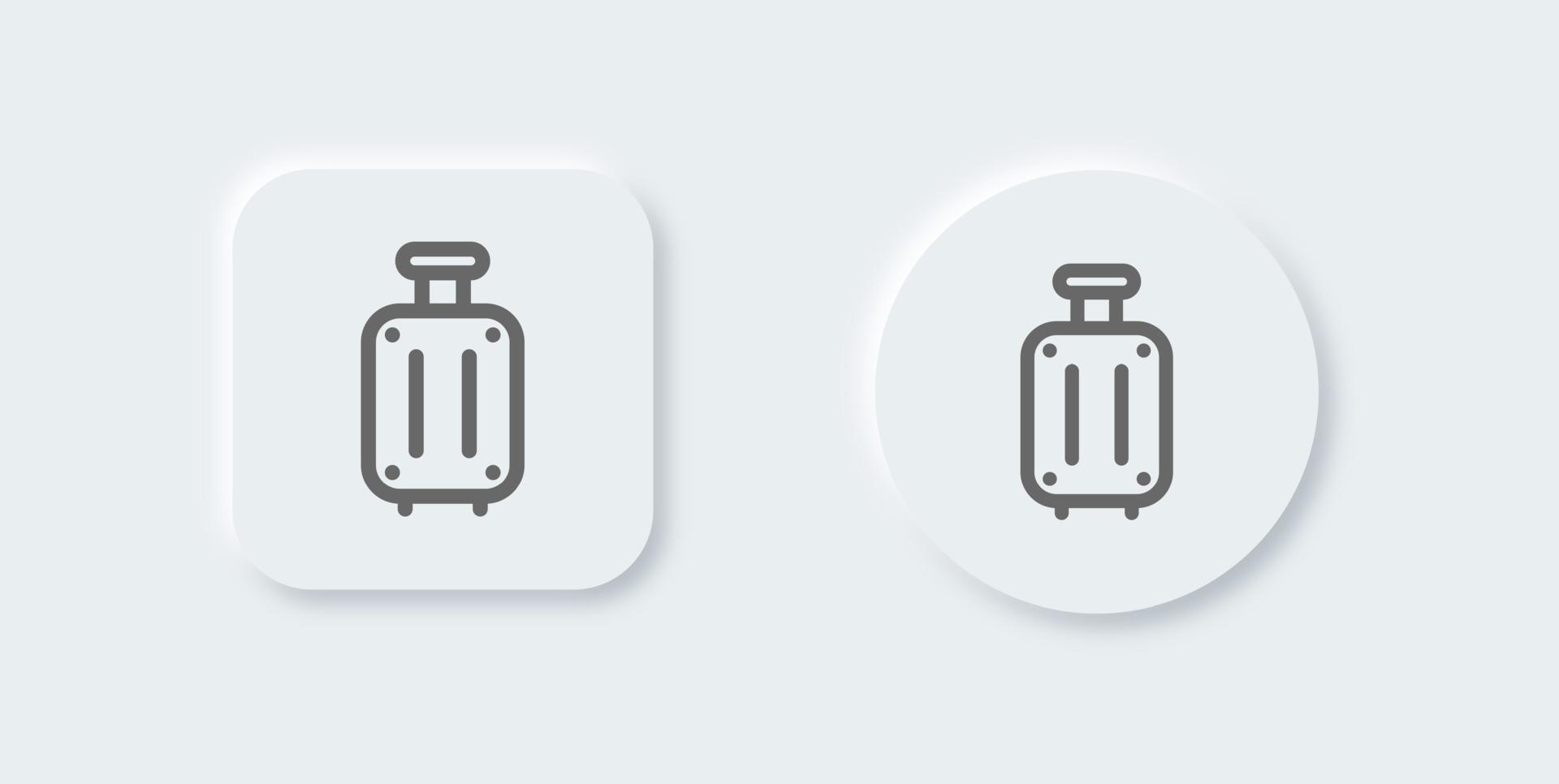 Suitcase line icon in neomorphic design style. Baggage bag signs vector illustration.