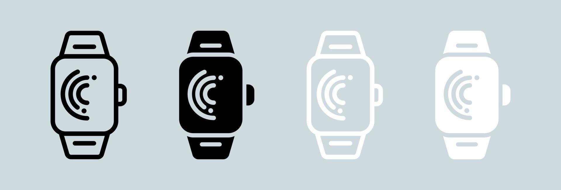 Smartwatch icon set in black and white. Smart watch signs vector illustration.