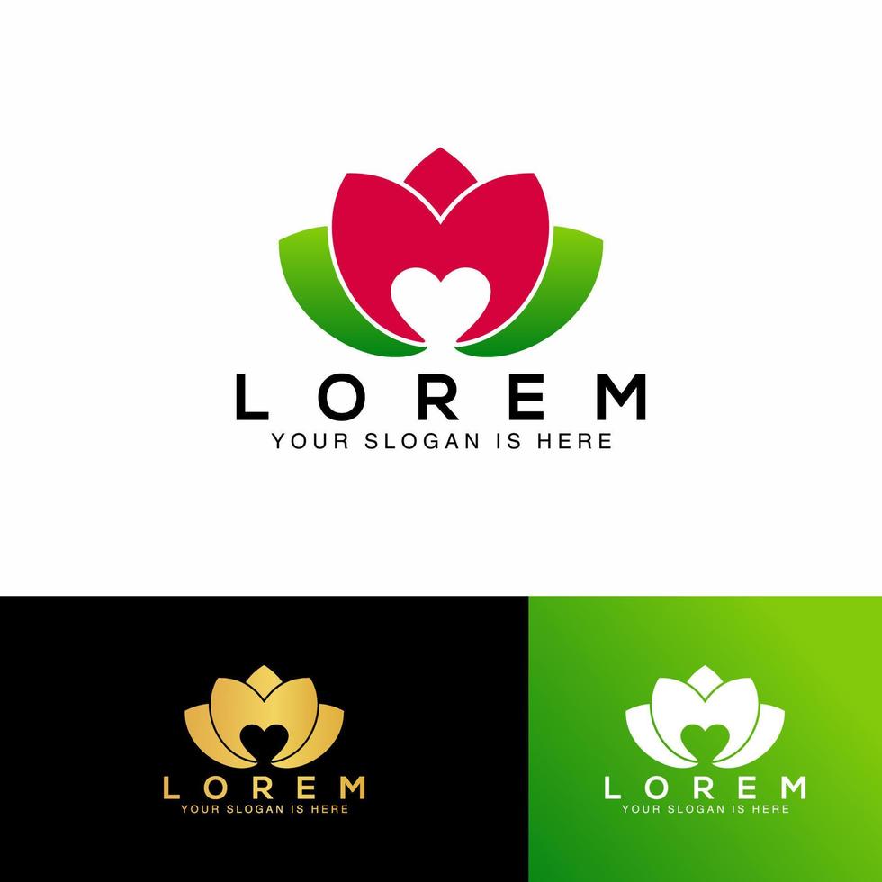 ilustración del logo de la flor de San Valentín, logo perfecto para belleza, maquillaje, salón, etc. vector