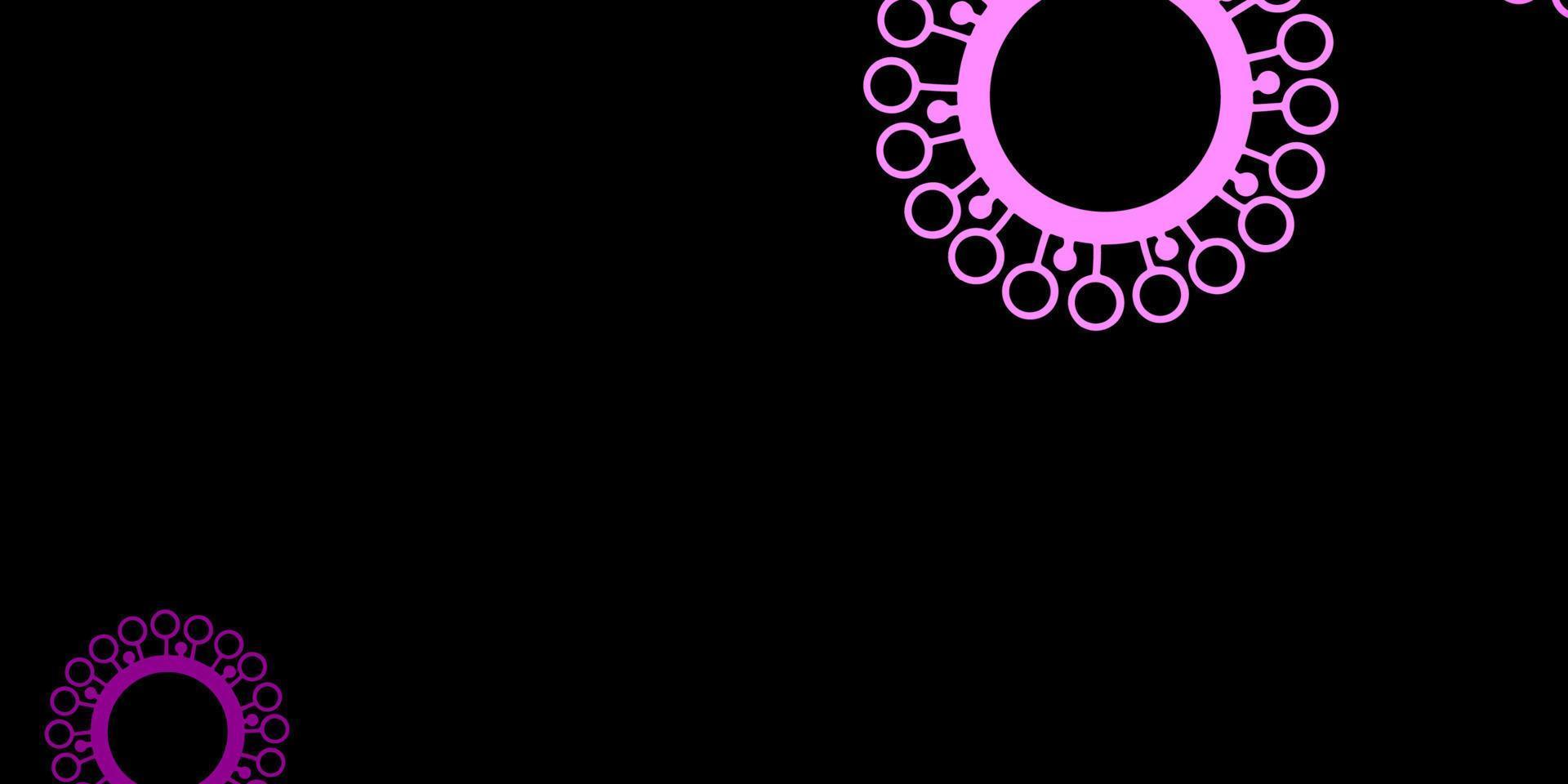 Dark purple, pink vector pattern with coronavirus elements.