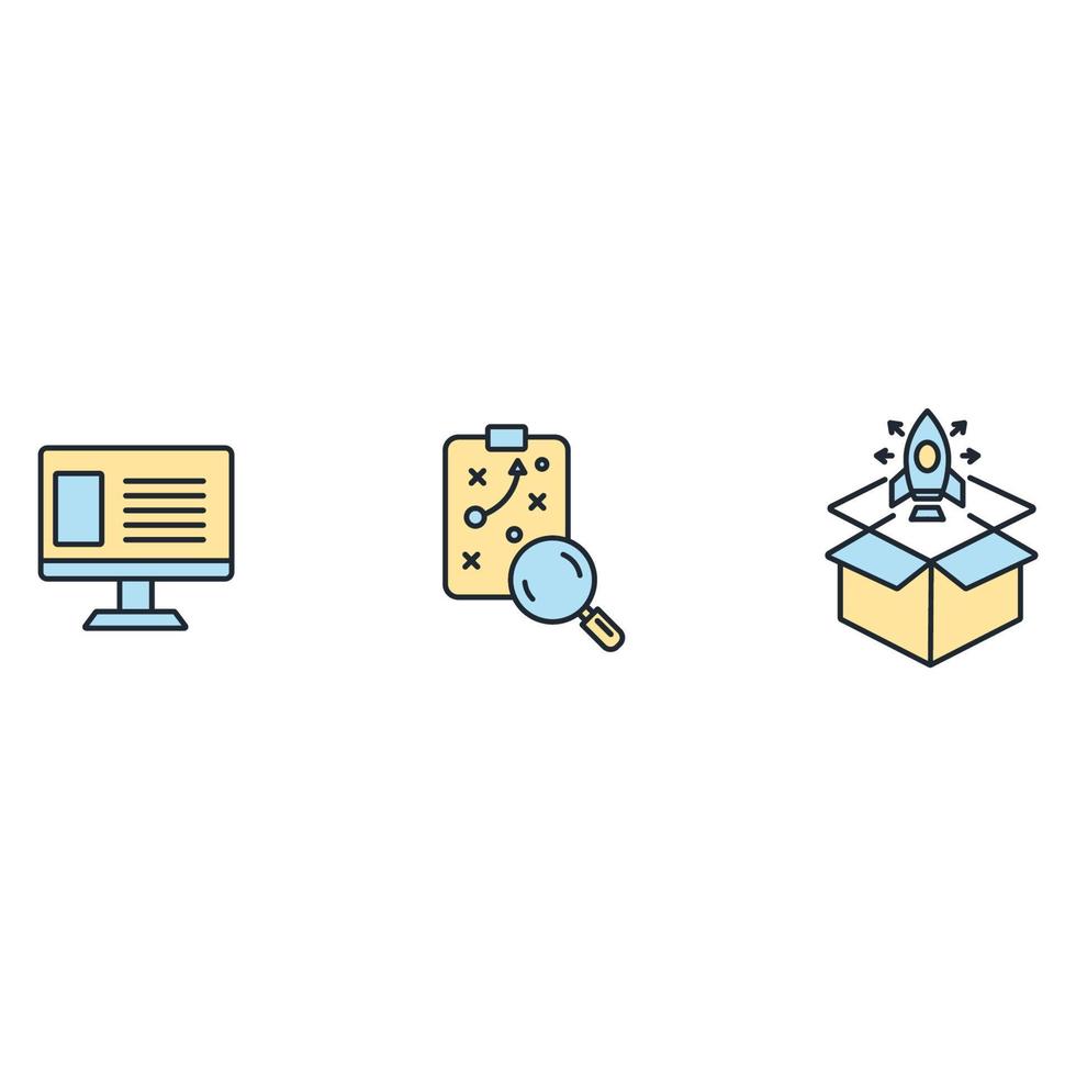 Launching project process icons  symbol vector elements for infographic web