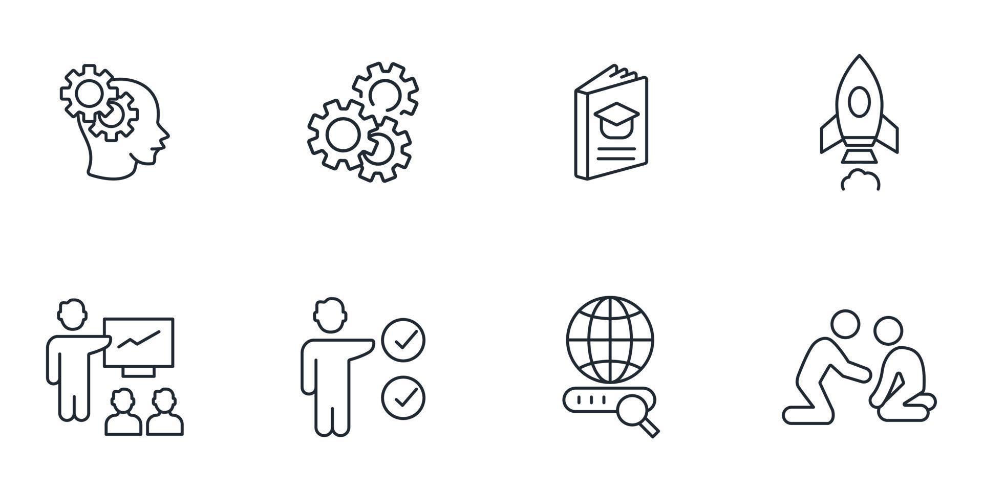 Training. Motivation, Skills, Development and Webinar icons  symbol vector elements for infographic web