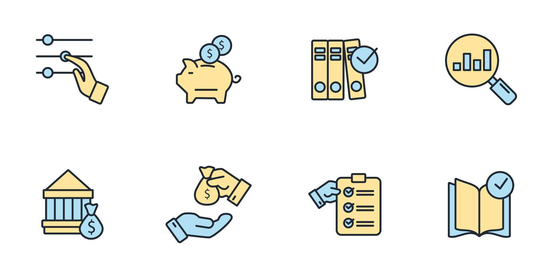 presupuesto. iconos de planificación, ahorro, inversión y control simbolizan elementos vectoriales para la web infográfica vector