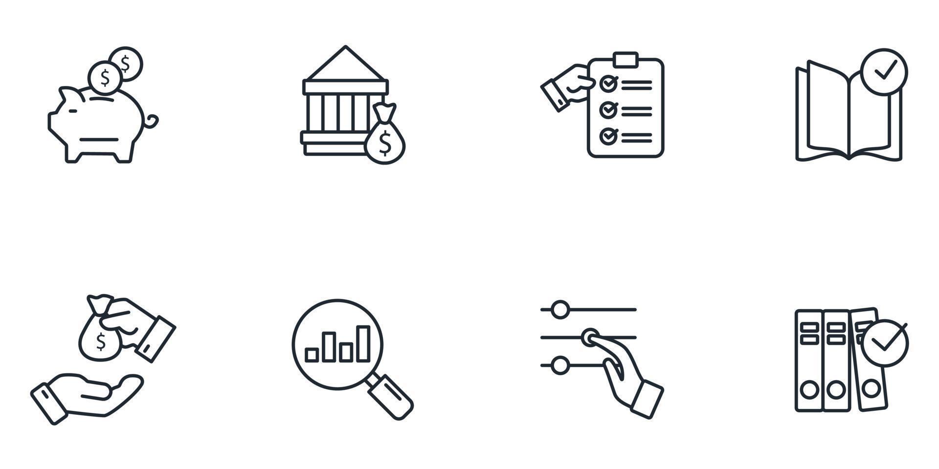 presupuesto. iconos de planificación, ahorro, inversión y control simbolizan elementos vectoriales para la web infográfica vector