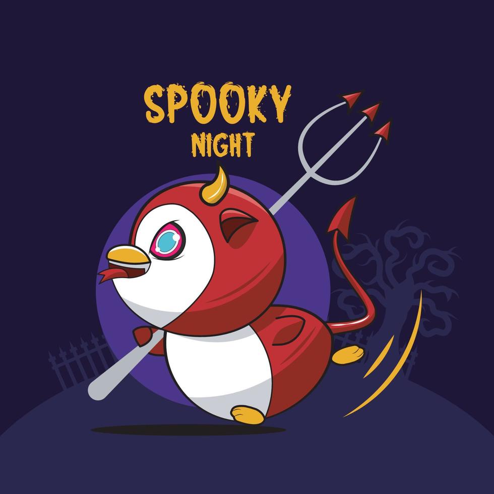 Halloween Cartoon. Penguin Devil 02 vector illustration pro download