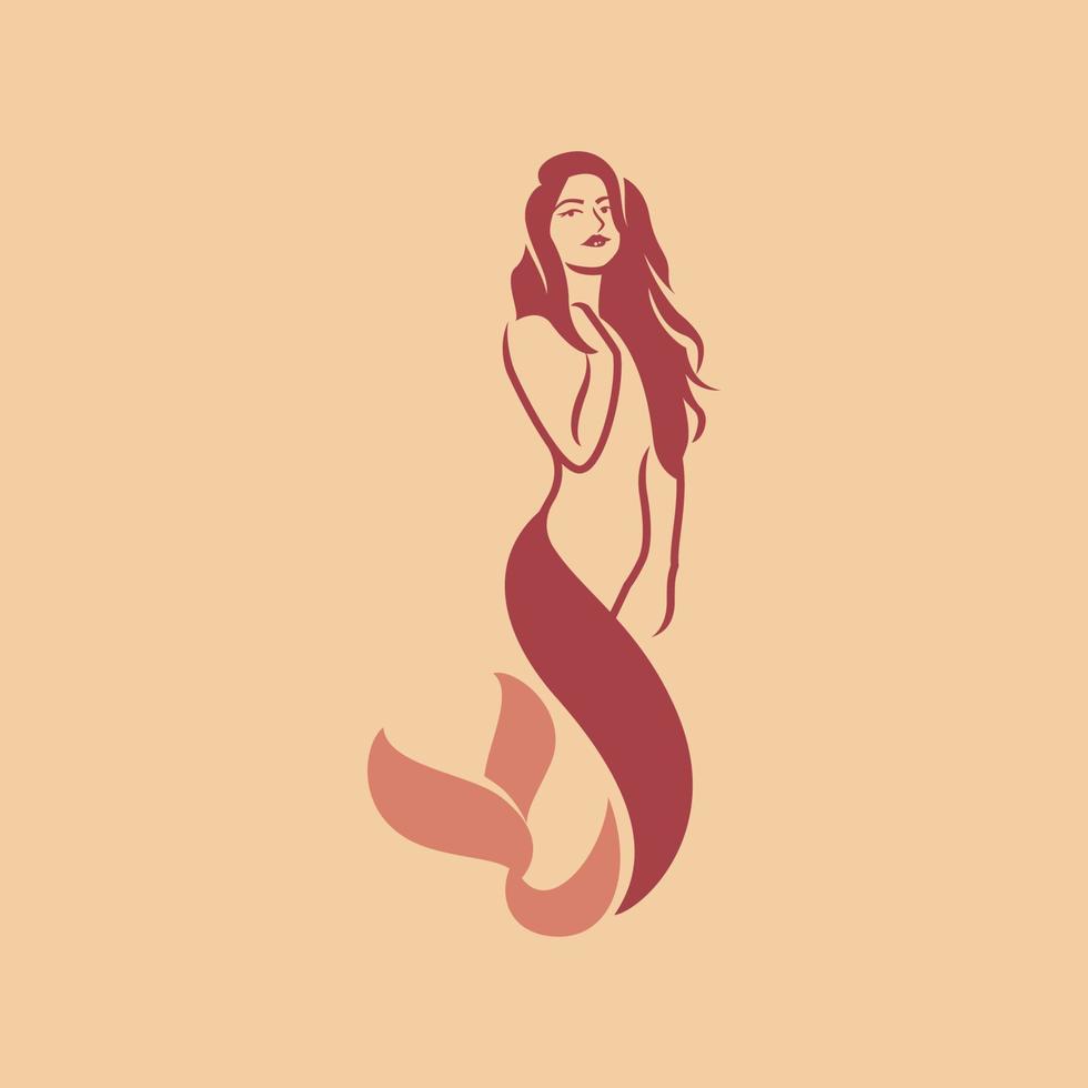 logotipo de la dama sirena vector