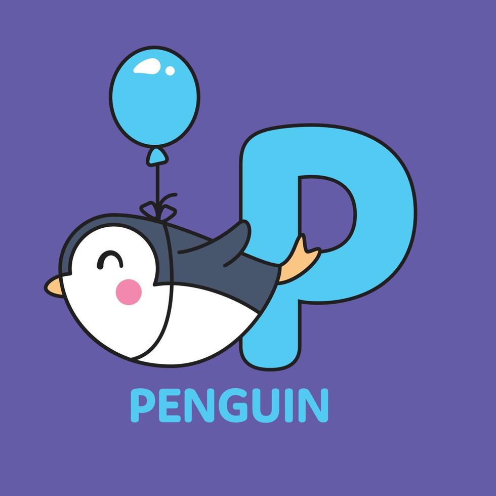 Alphabet P Penguin vector