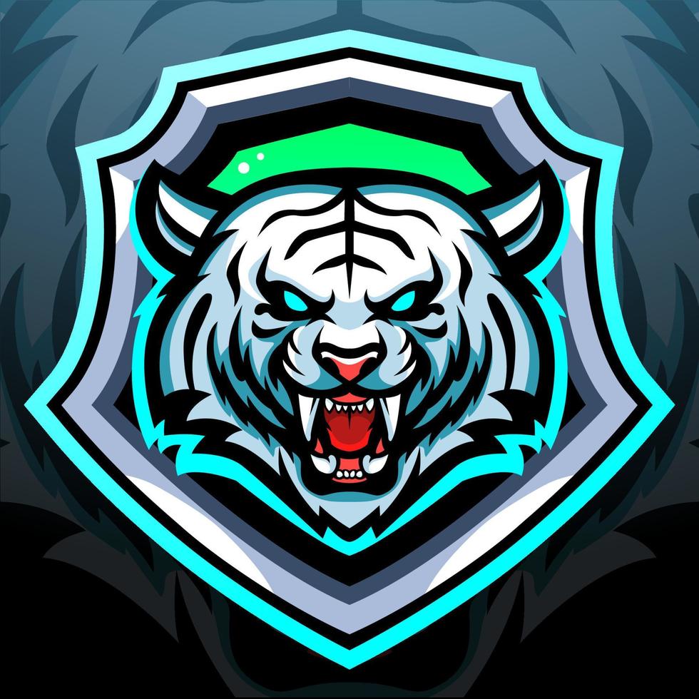 White tiger mascot. esport logo design vector
