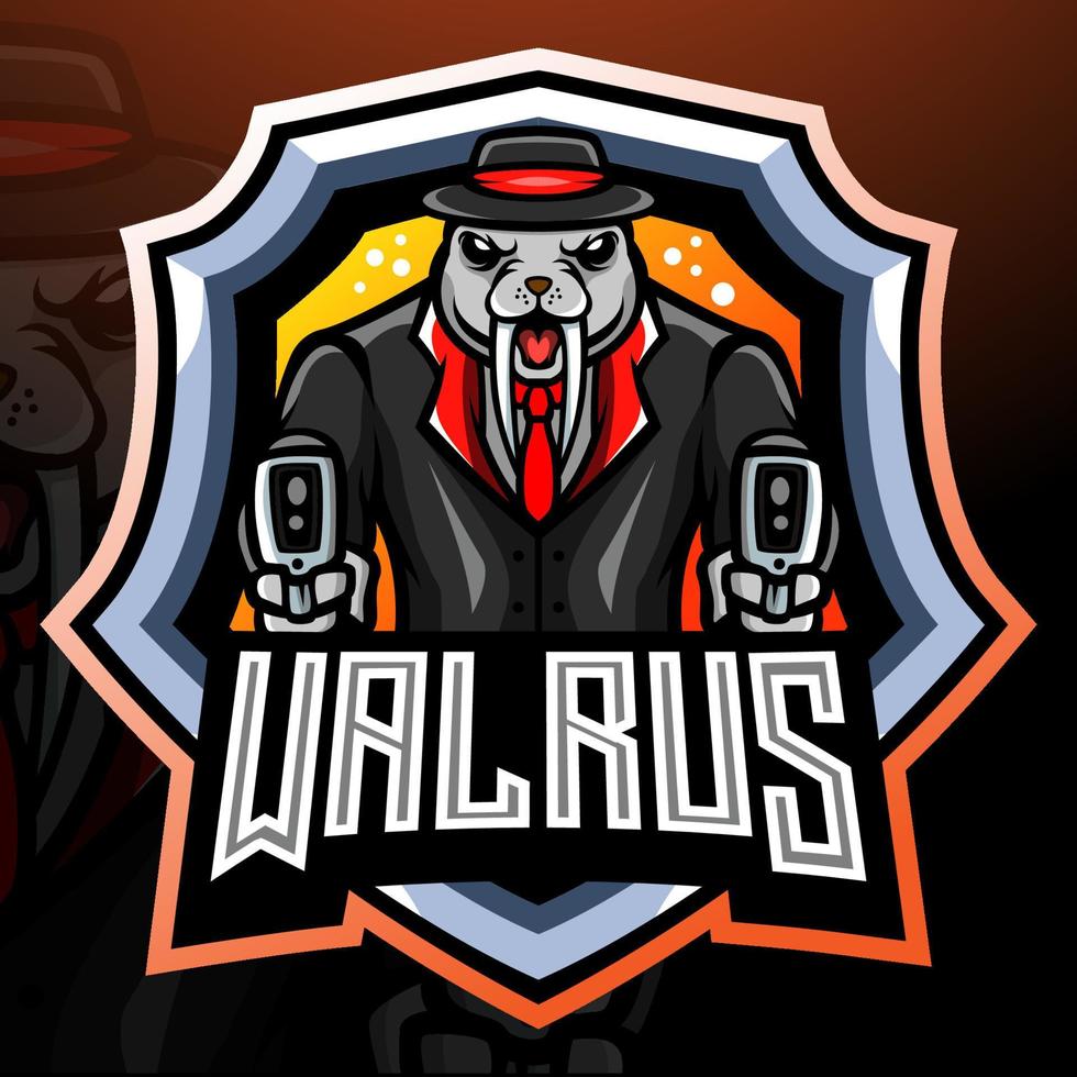 Walrus gunners mascot. esport logo design vector