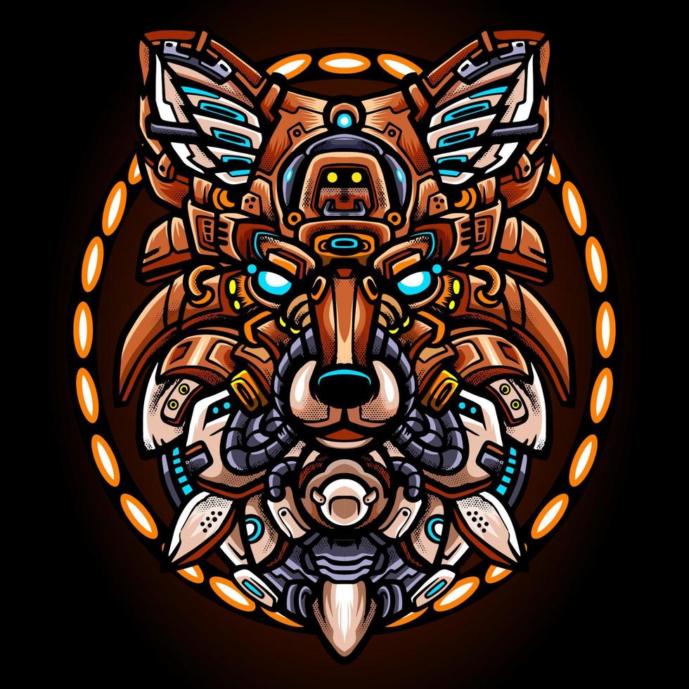 mascota mecha de cabeza de zorro. diseño de logotipo deportivo vector