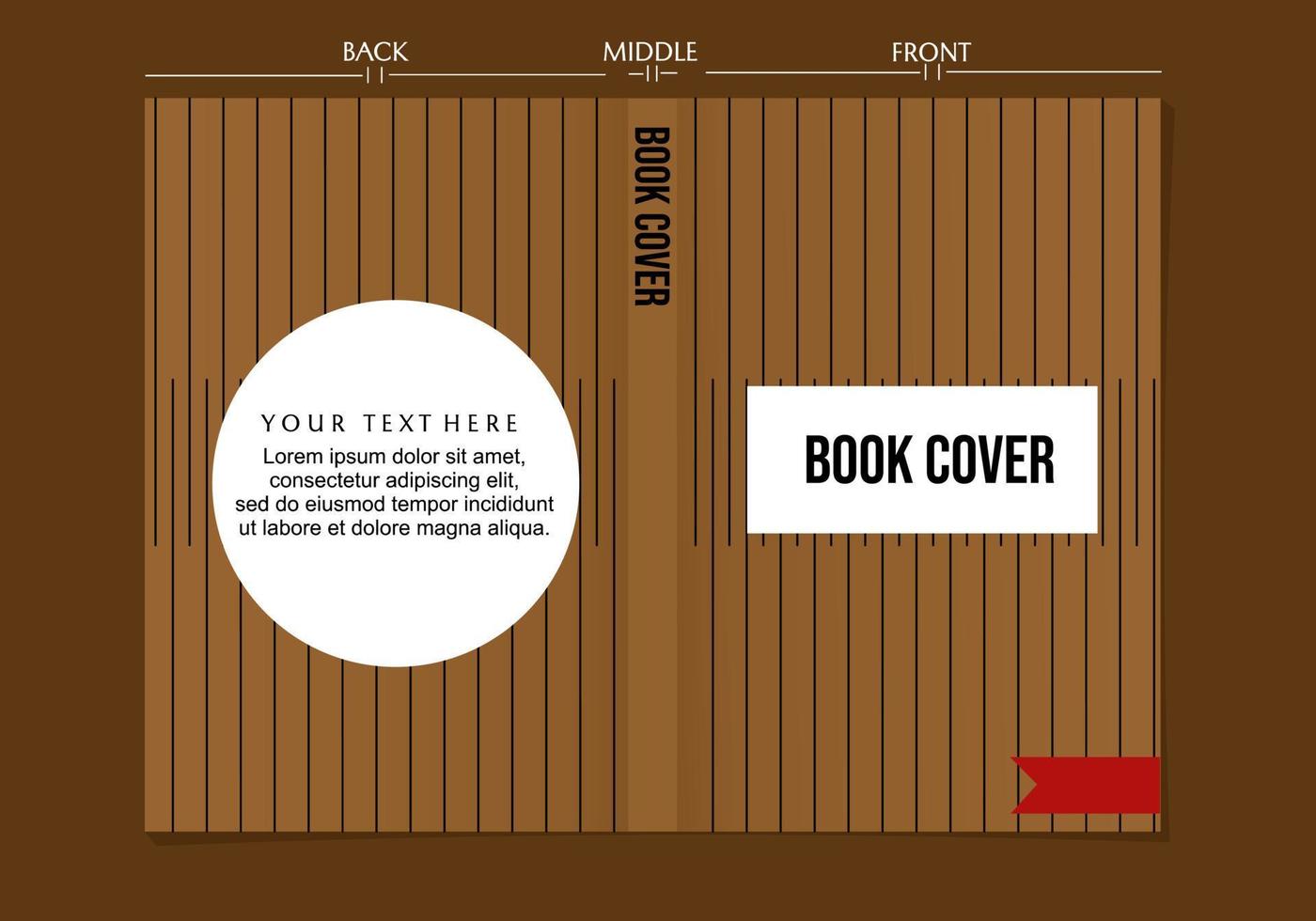 set of wooden brown color book cover designs on vertical stripes background vector