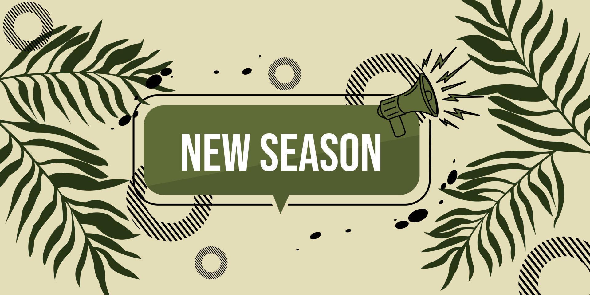 new season banner design with hand drawn flower background vector