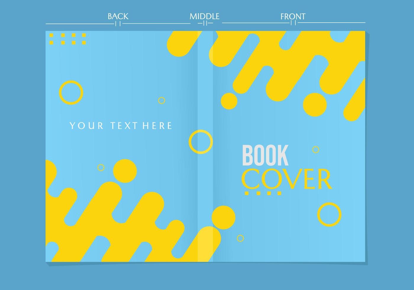 set of blue book cover designs on yellow splash pattern background vector