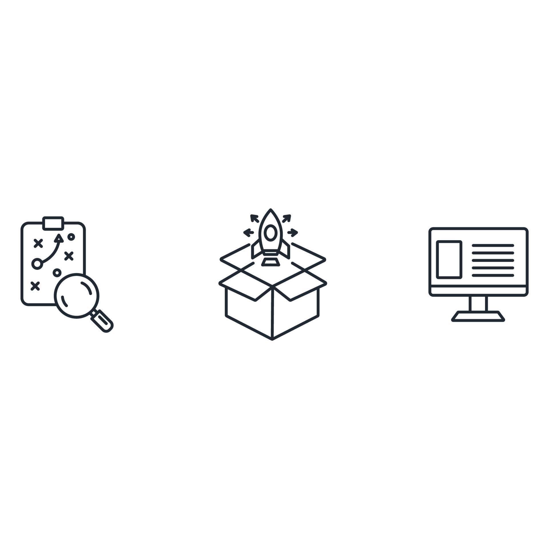 Launching project process icons symbol vector elements for infographic ...