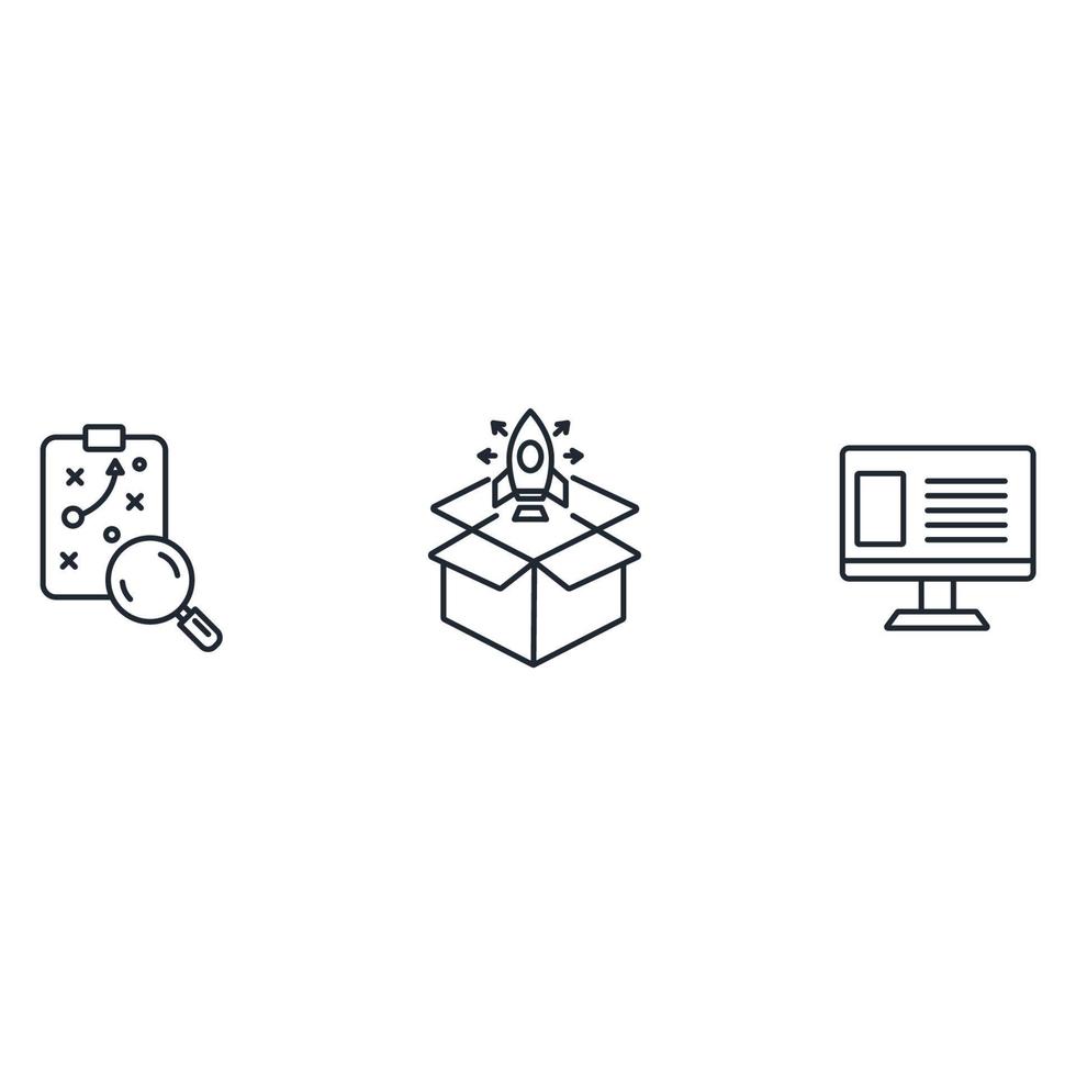 Launching project process icons  symbol vector elements for infographic web