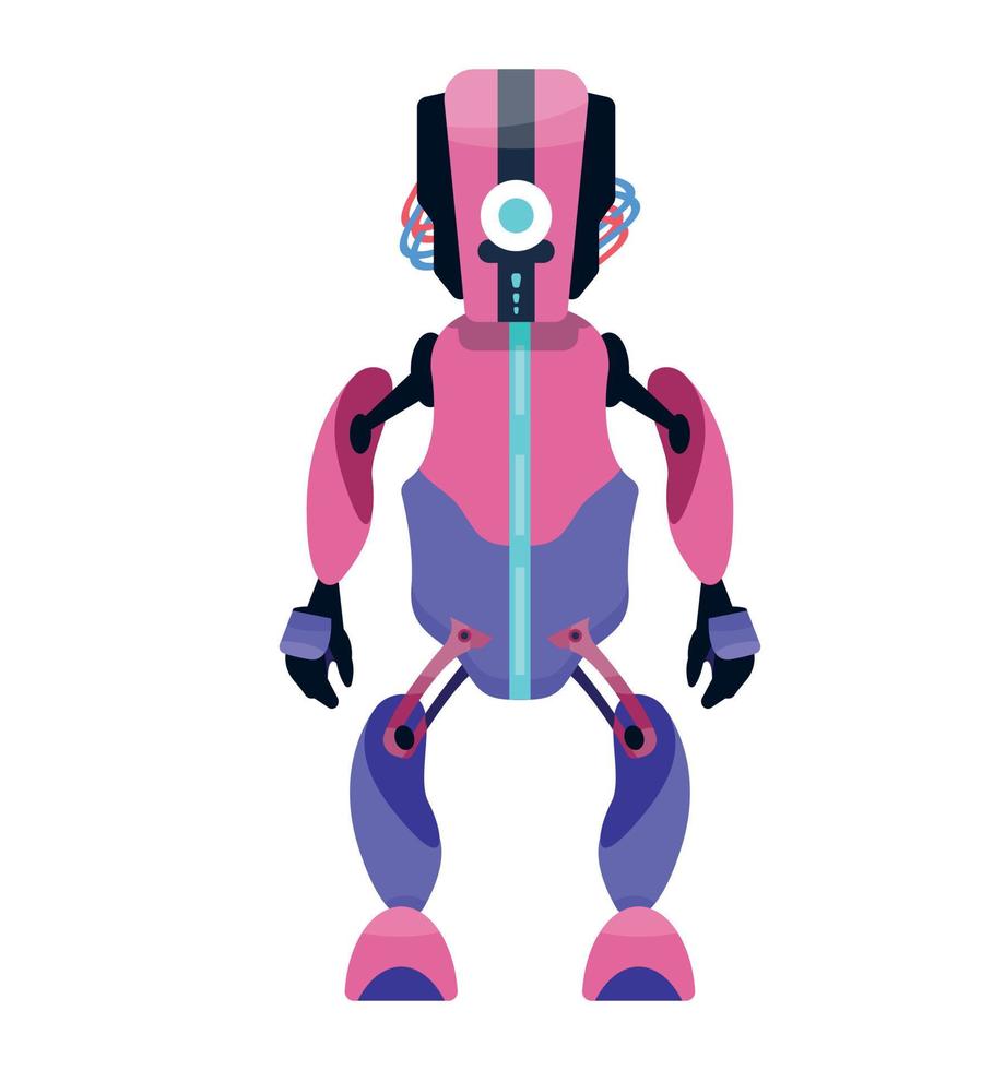 Robot isolated. Futuristic, fictional cyborg, artificial intelligence android. Alien, fantastic machine. Flat vector illustration.