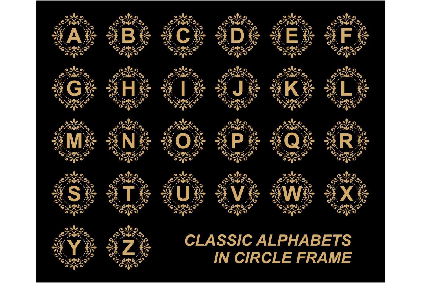 alfabeto vectorial en marco clásico vector