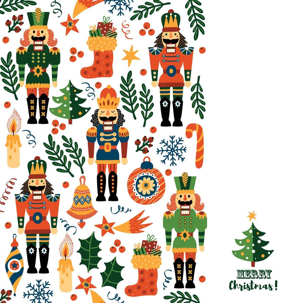 Nutcracker.Christmas vector card. Cute illustration.