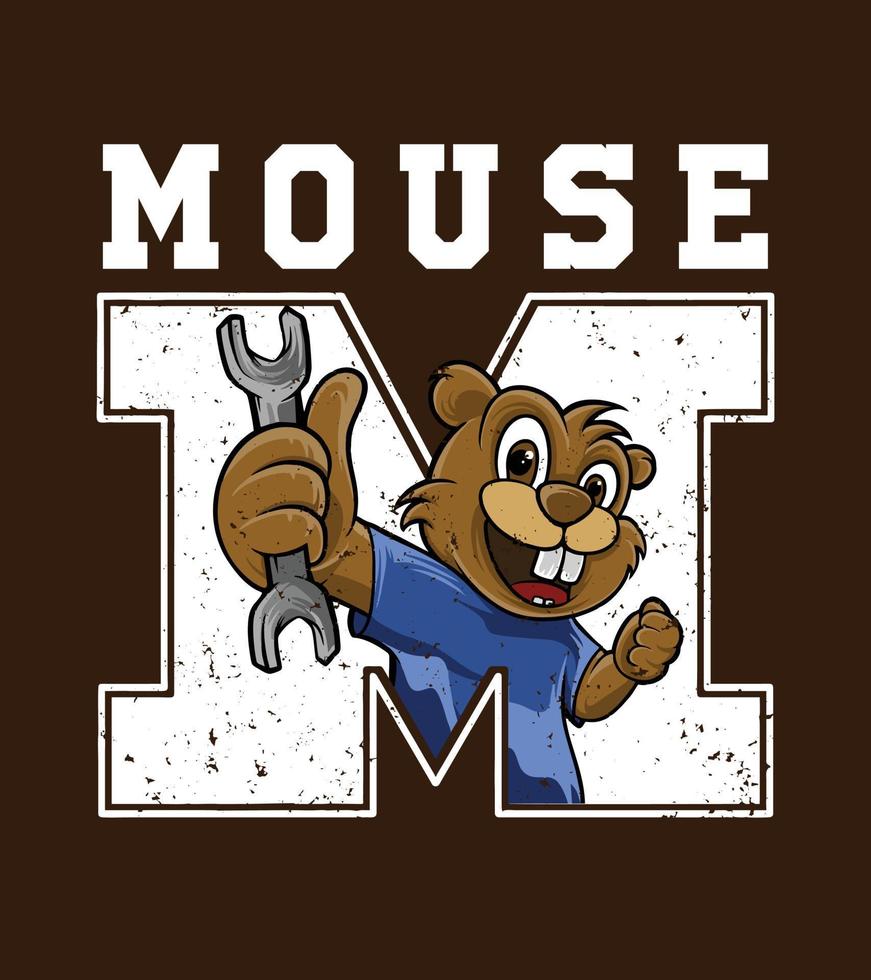 Brown mouse as engineering illustration vector