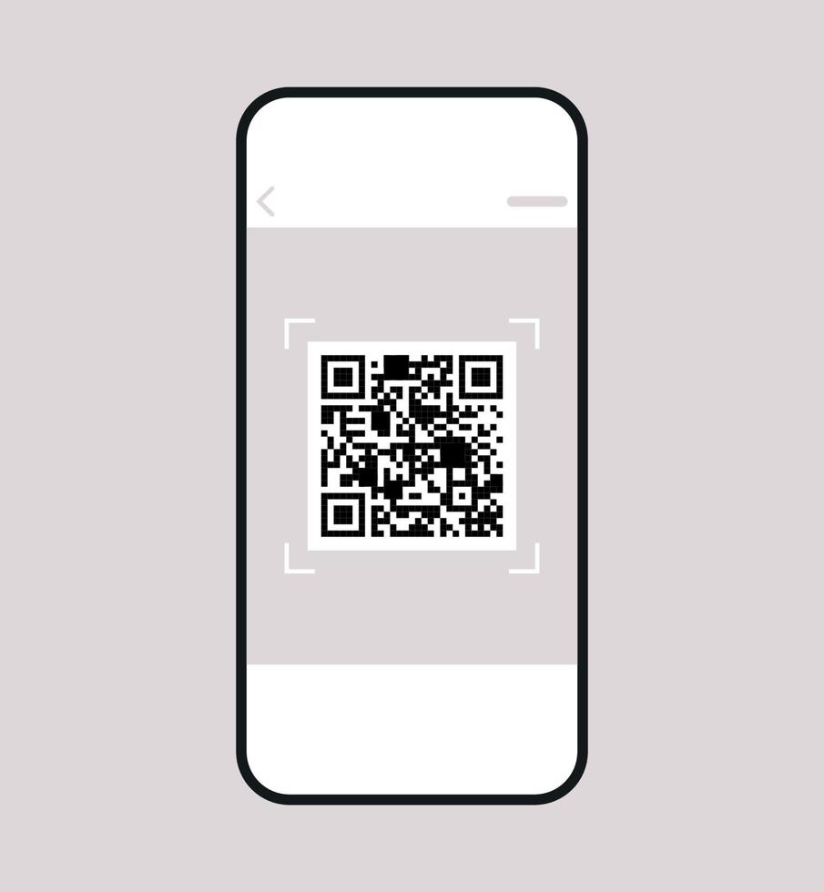 Scanning qr code on smartphone screen and digital technology flat vector illustration.