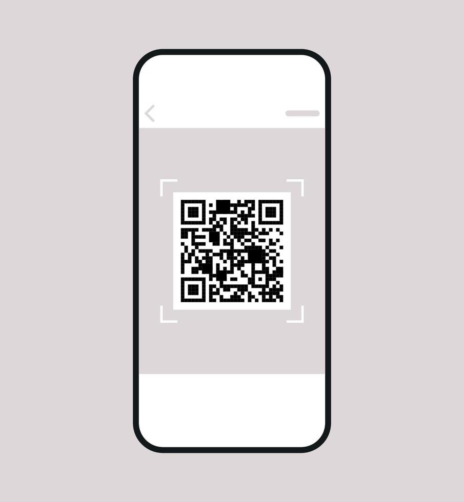 escaneo de código qr en la pantalla del teléfono inteligente e ilustración de vector plano de tecnología digital.