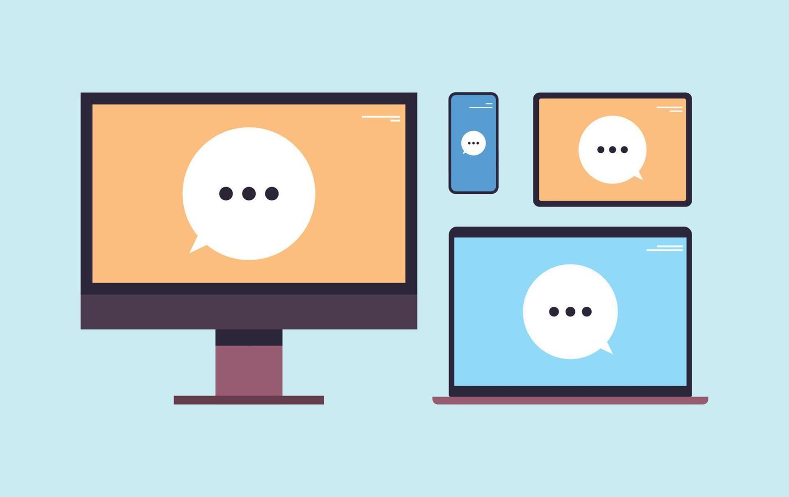 Video conference and group call flat vector illustration.