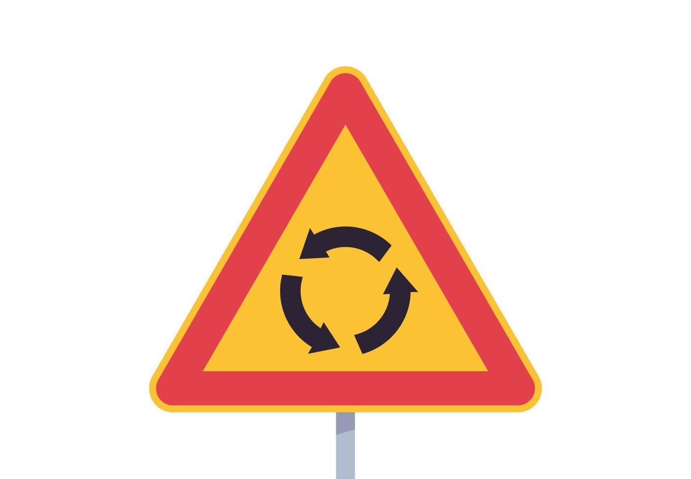 Roundabout traffic road sign and traffic signs on city road transportation simple concept flat vector illustration.