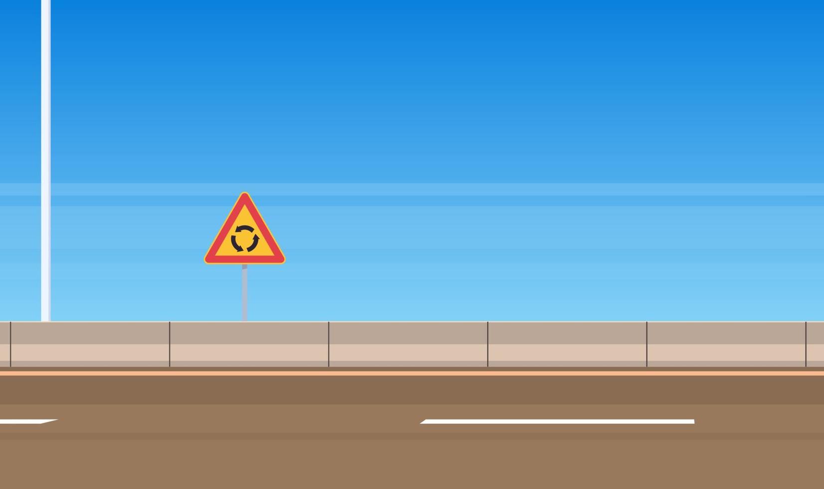 Roundabout traffic road sign and traffic signs on city road transportation simple concept flat vector illustration.