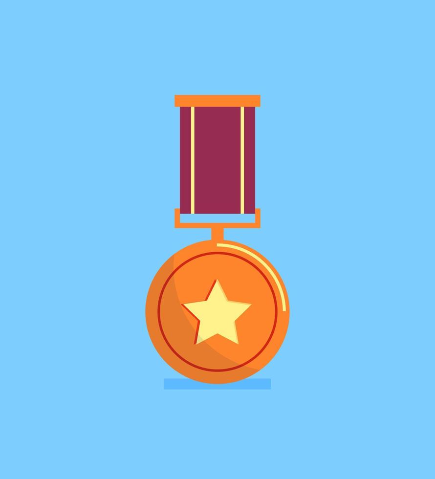 Victory winner champion award and competition gold star badge concept flat vector illustration.