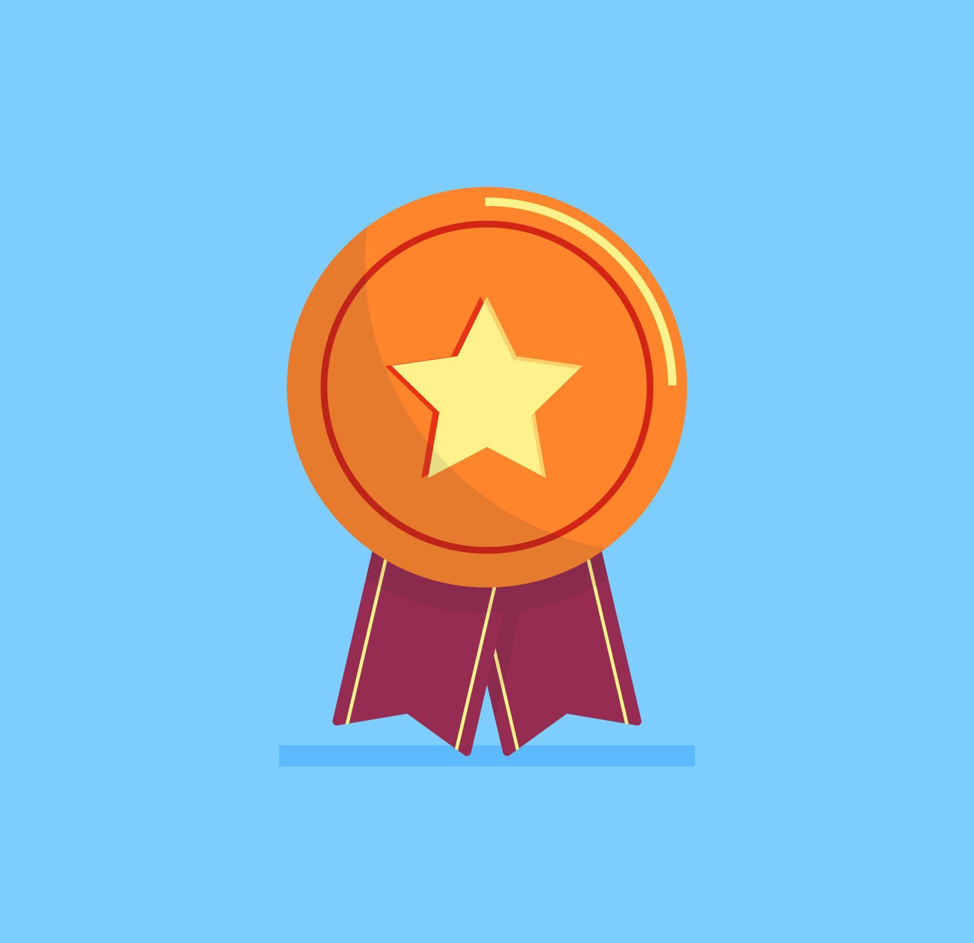 Victory winner champion award and competition gold star badge concept ...