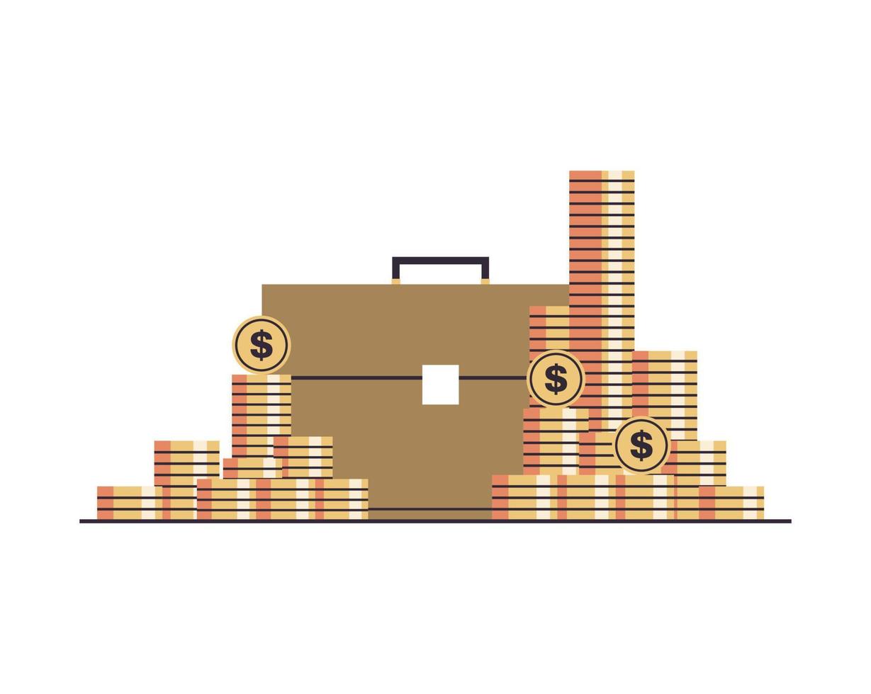 Briefcase and business staff case concept flat vector illustration.