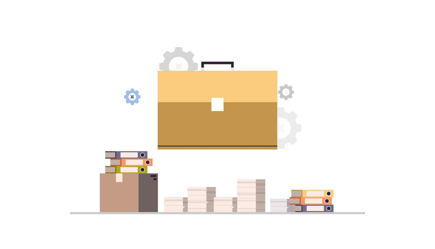 Briefcase and business staff case concept flat vector illustration.