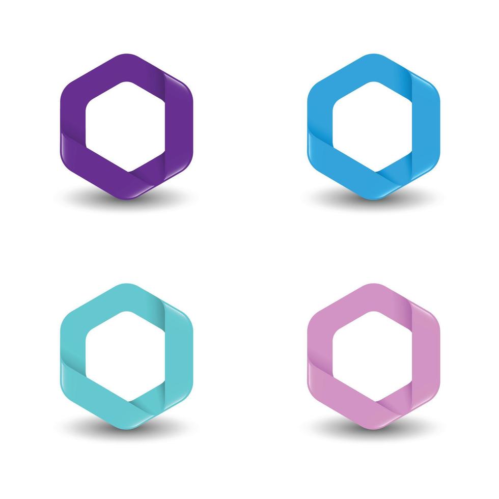 Hexagon vector geometric polygonal logo set concept illustration