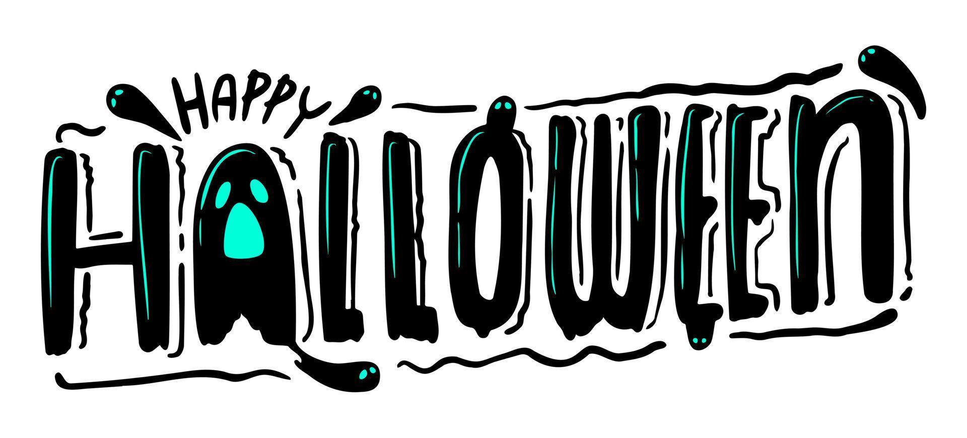 Happy Halloween Text Banner, Vector