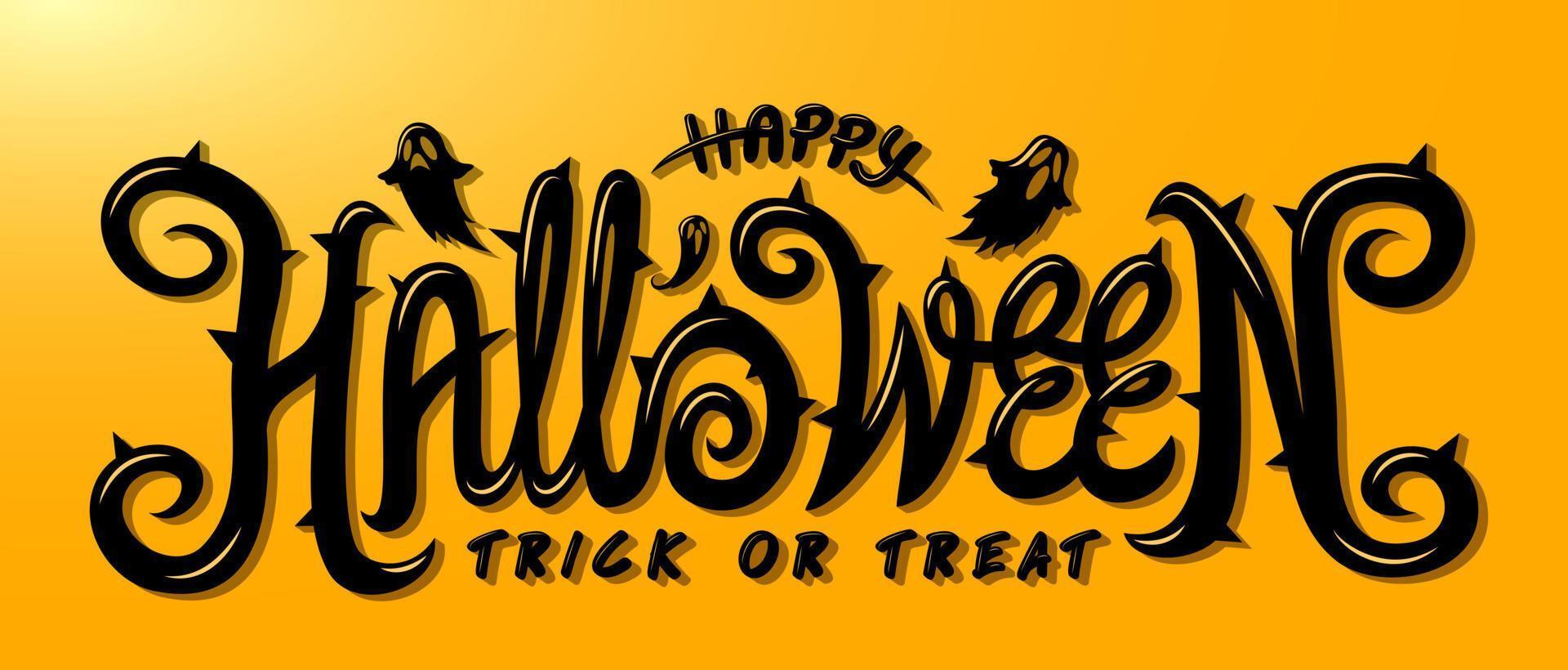 Happy Halloween Text Banner, Vector