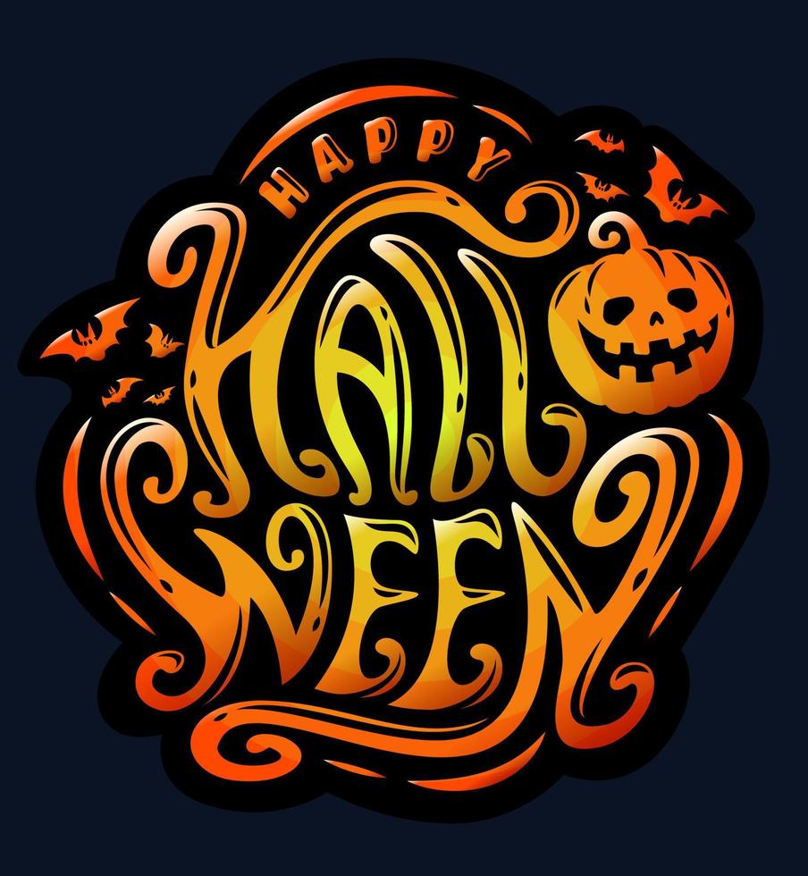 Happy Halloween Text Banner, Vector