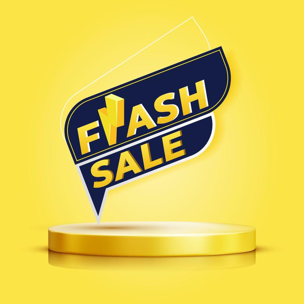 Design of square vector banner with rounded corners on the leg for Flash sales. Yellow tag templates