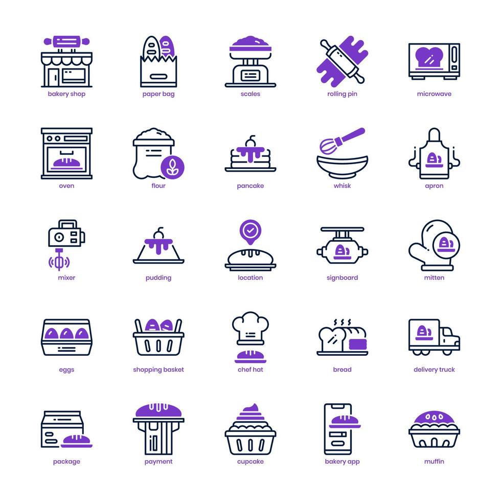 Bakery Shop icon pack for your website design, logo, app, UI. Bakery Shop icon mix line and solid design. Vector graphics illustration and editable stroke.