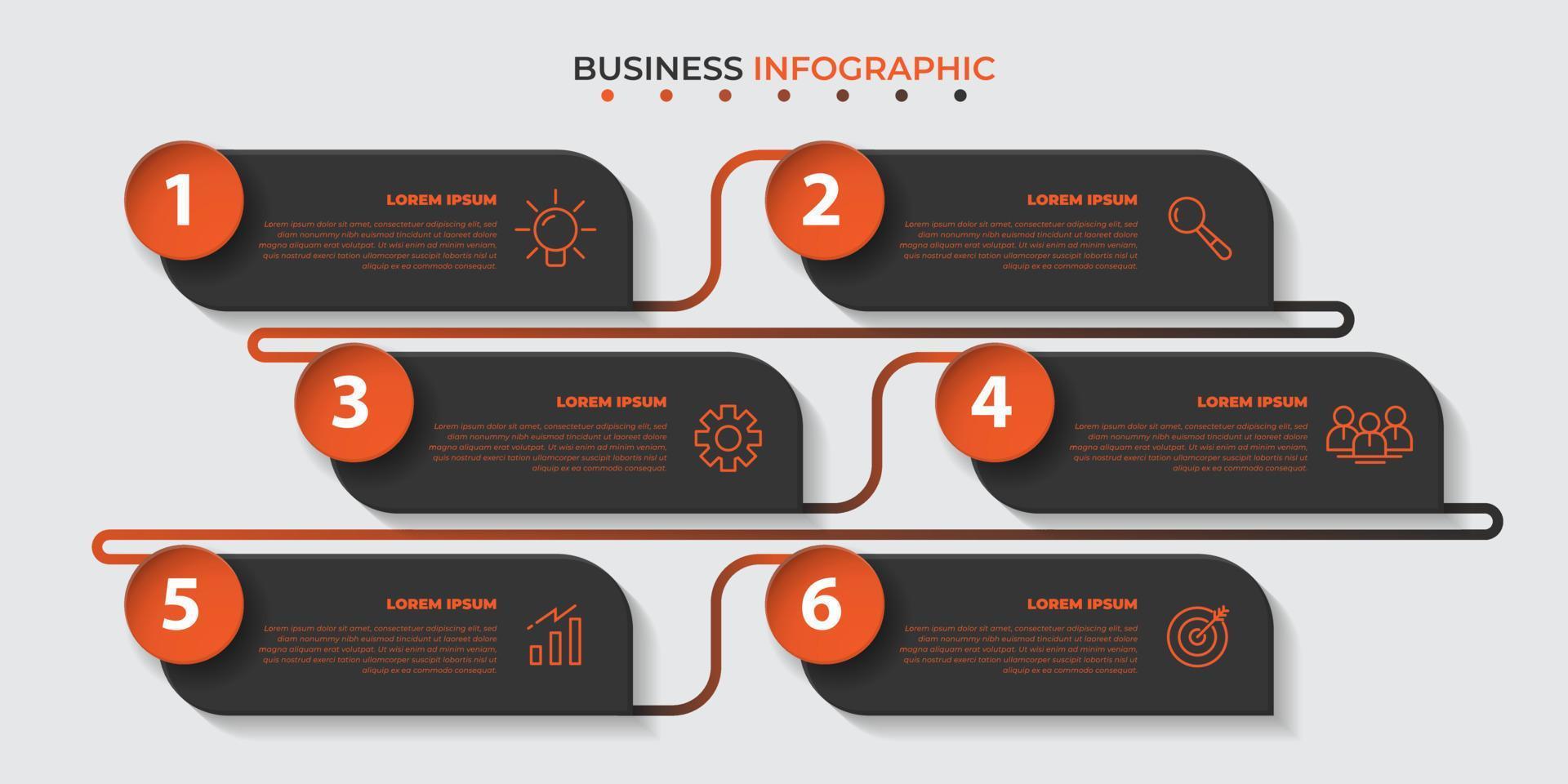 Infographic template with orange and black design for business presentation design vector