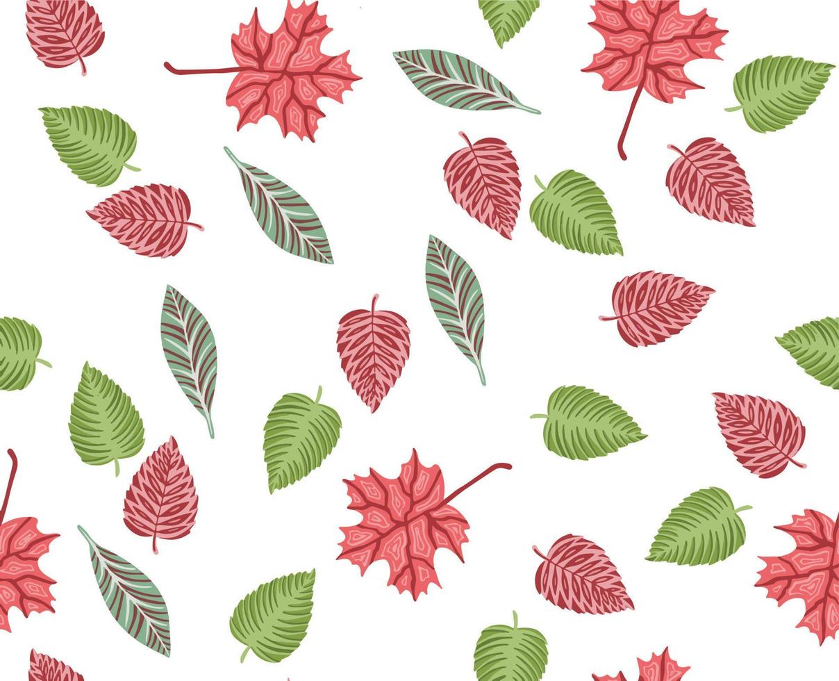 Autumn leaves pattern, seamless background and illustration vector