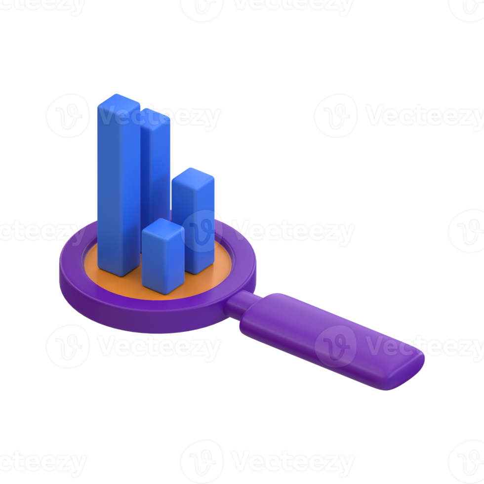 renderização 3D encontrar ícone de gráfico png