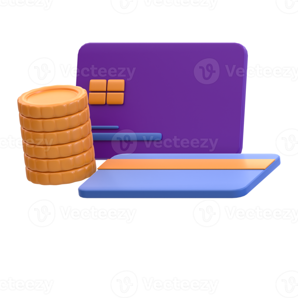 carte de rendu 3d et icône de finances de pièces de monnaie png